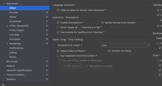 IntelliJ Markdown plugin options